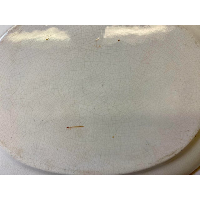 Antique Oval Gold Rimmed Blue Willow Side Dish /Vegetable Serving Platter From England - Circa 1850 For Sale - Image 10 of 11