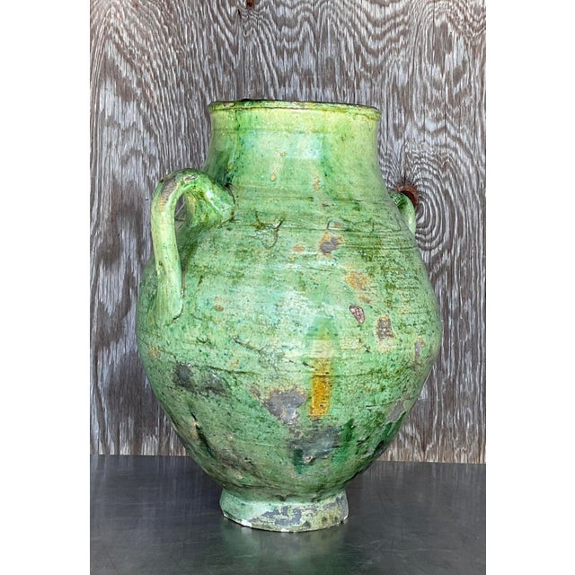 Vintage Boho Glazed Ceramic Urn For Sale - Image 4 of 9