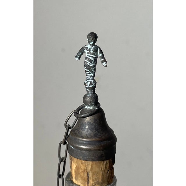 Antique 1800s Handmade Bronze Hand Blown Glass Wine Claret Decanter Egypt Snake For Sale - Image 11 of 12