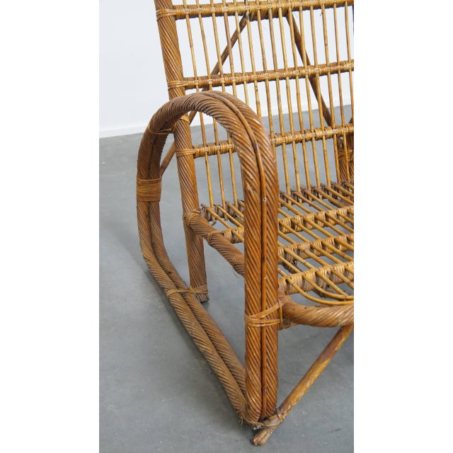 Vintage French Rattan Armchair, 1950s For Sale - Image 9 of 15