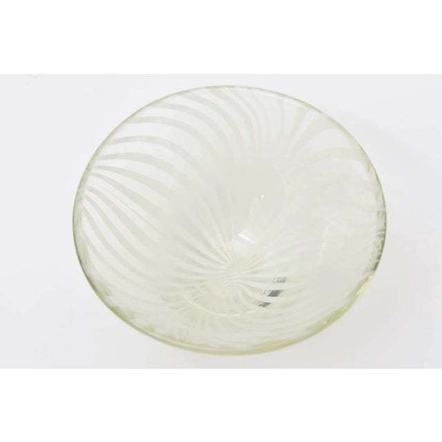 Glass Vintage Optical Swirled Swedish Glass Bowl For Sale - Image 7 of 11