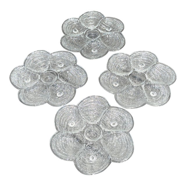 Late 20th Century Footed Oyster Plates- Set of 4 For Sale