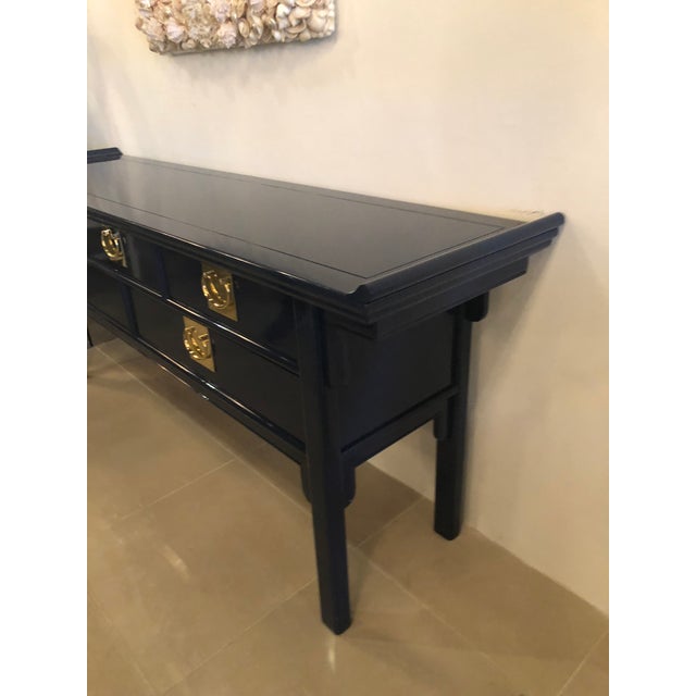 Vintage Century Furntiure Pagoda Navy Blue Lacquered Brass ...