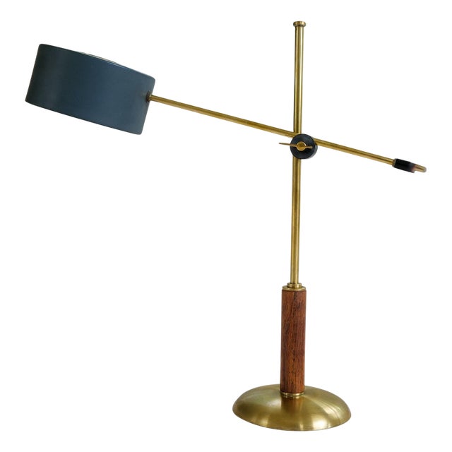 Midcentury Modern Brass and Walnut Table Lamp by Einar Bäckström, Sweden, 1950 For Sale