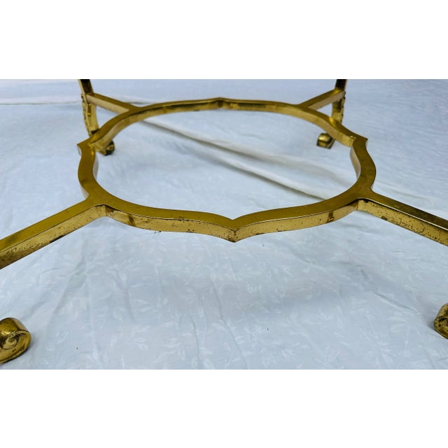 Brass Vintage Scalloped Brass & Glass Coffee Table Manner of Labarge Italy For Sale - Image 8 of 11