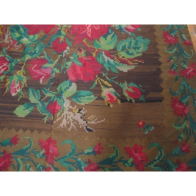 Early 20th Century 1900s Brown Floral Medallion Hand Knotted Antique Besserabian Moldova Rug 7'1" X 7'2" Wool Carpet For Sale - Image 5 of 5