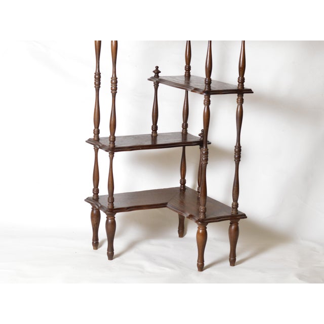 Wood Mahogany Corner Bookcase, France, 1940s For Sale - Image 7 of 15