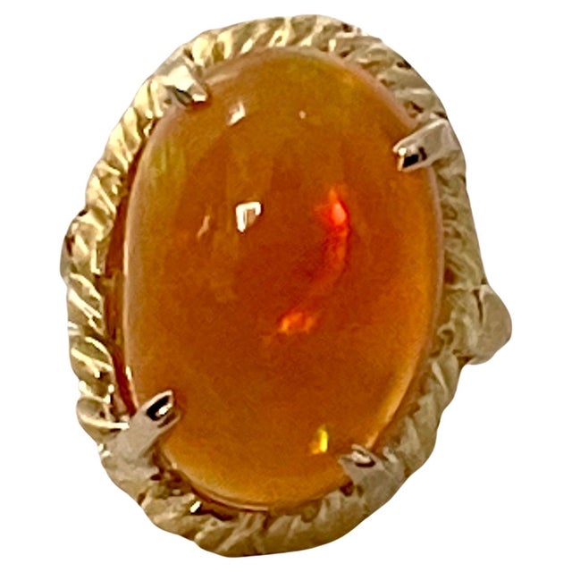 14 Carat Oval Shape Ethiopian Opal Cocktail Ring 14 Karat Yellow Gold Solid Ring For Sale - Image 18 of 18