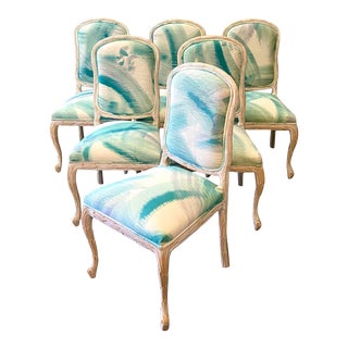 Regency Italian Faux Bois Leaves Dining Chairs - Set of 6 For Sale