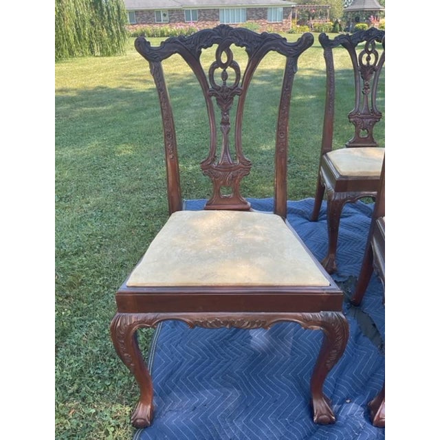 Brown Vintage Hi-End Hand-Carved Mahogany Dining Chairs- Set of 6 For Sale - Image 8 of 10