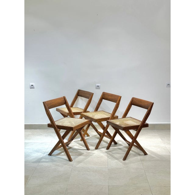 Vintage Library Chairs by Pierre Jeanneret, 1950s, Set of 4 For Sale - Image 10 of 12