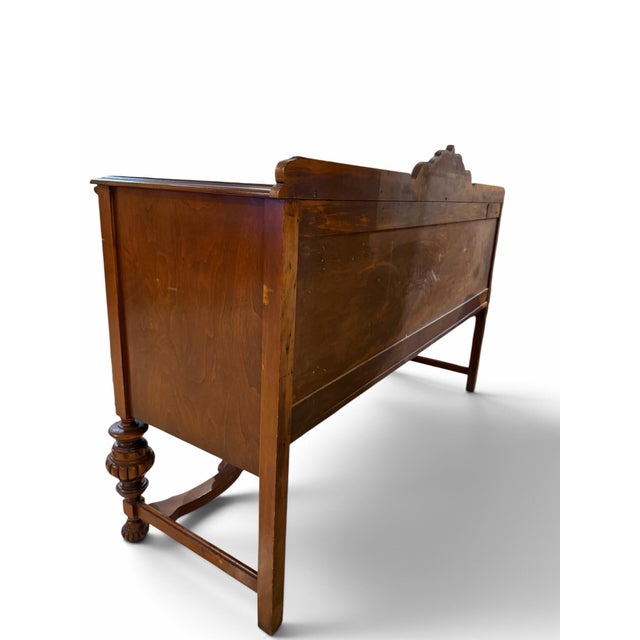 Antique Jacobean Revival Mahogany Sideboard With Chevron Inlay For Sale - Image 11 of 11