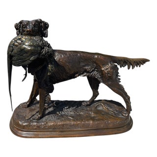 After Jules Moignez, Setter Dog with Game, 1920s, Bronze For Sale