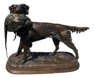 After Jules Moignez, Setter Dog with Game, 1920s, Bronze