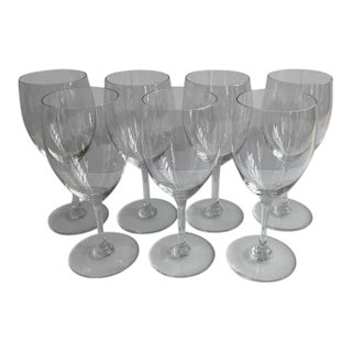 Mid 20th Century Baccarat Haut Brion Saint Emilion Crystal Water Goblets Or Wine Glasses- Set of 7 For Sale