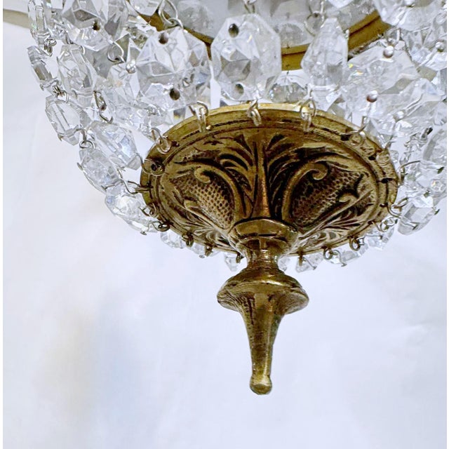 1950s Vintage 1950s Italian Brass Basket Chandelier For Sale - Image 5 of 7