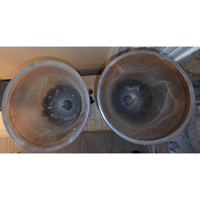 2000 - 2009 DecMode 30" Scroll Brown Uplight With Beige Glass Shade - a Pair For Sale - Image 5 of 6