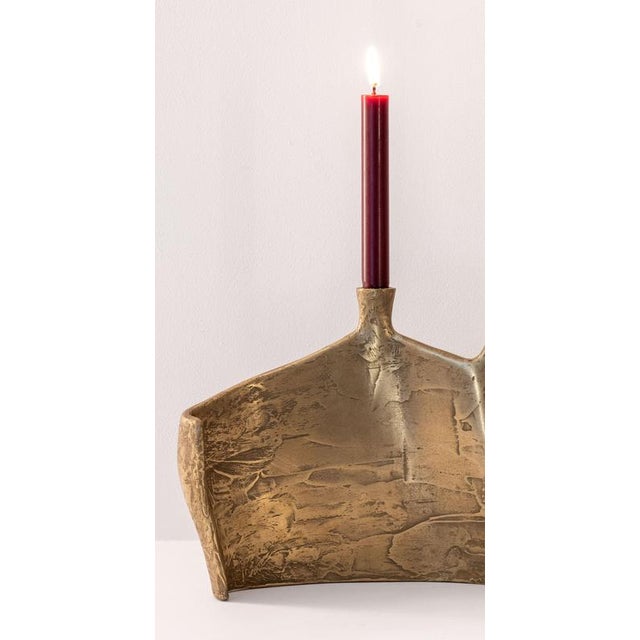 Motionless Light Double Candelabrum in Brass Resin by Atelier Ellery For Sale - Image 4 of 8