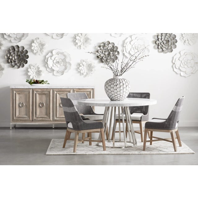 Tapestry Grey Mahogany Dining Chair, White Speckle Stripe & Dove Rope For Sale - Image 4 of 13