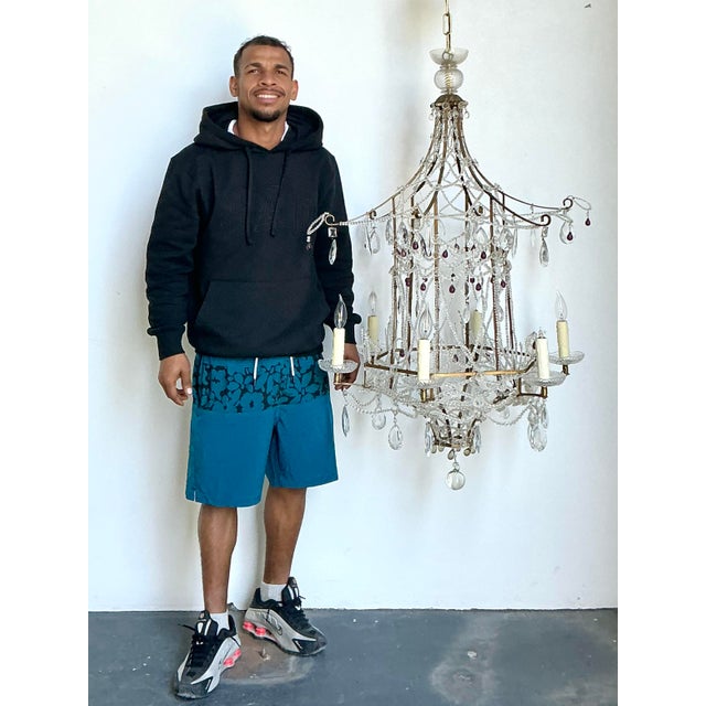 Metal Vintage Swag Crystals Pagoda Chandelier For Sale - Image 7 of 12