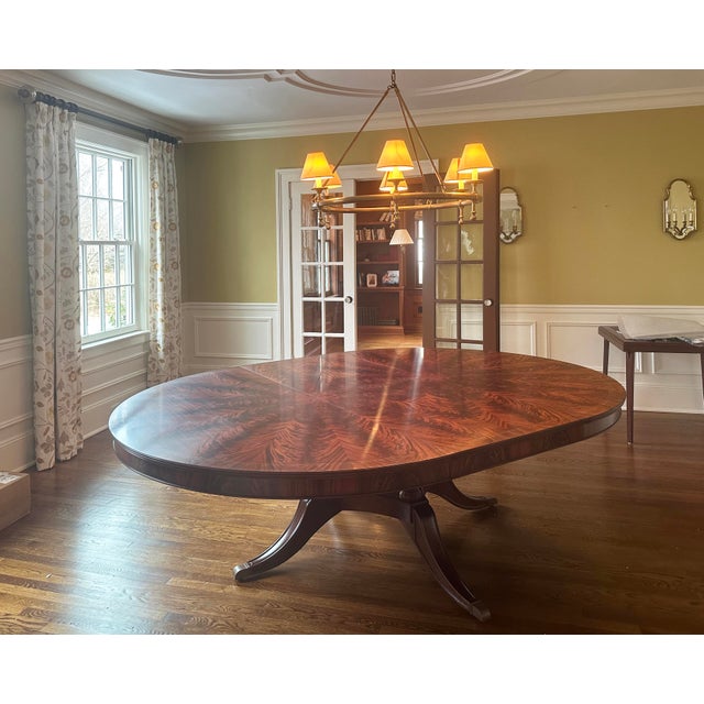 72-Inch Mahogany Pedestal Table With Self-Storing Leaf Opens to a 72 X 100 Inch Oval, an Ap Exclusive by AntiquePurveyor. For Sale - Image 15 of 18