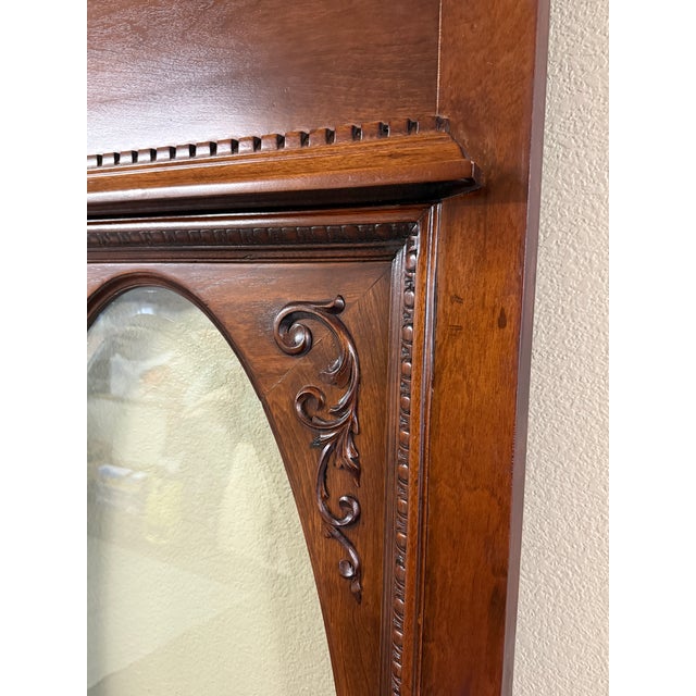 Traditional Ornately Carved Wood Door With Beveled Oval Glass For Sale - Image 3 of 16