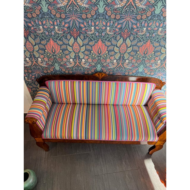 Biedermeier Striped Bench, 1825 For Sale - Image 3 of 7