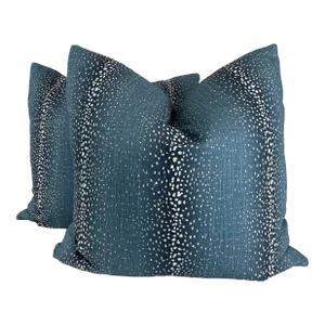Antelope Print in Peacoat 22" Pillows-A Pair