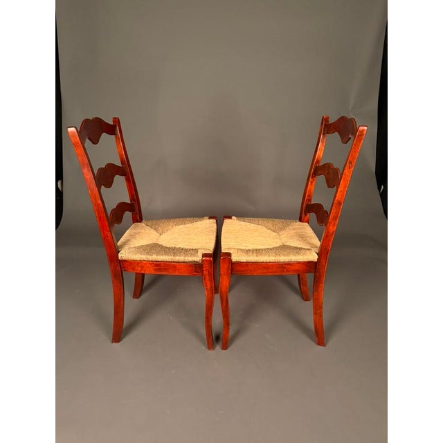 Late 20th Century Late 20th Century Country French Style Cabriole Leg Ladder Back Side Chairs, Pair For Sale - Image 5 of 10