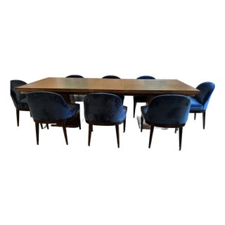 Rectangular Dining Table With 8 Refined Chairs - Set of 9 For Sale