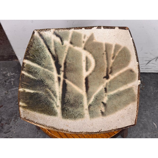 Late 20th Century Organic Modern Ceramic Footed Bowl, Vintage For Sale - Image 5 of 12