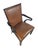 Early 21st Century Vintage Baker Furniture Brown Leather & Ebonized Wood Armchair For Sale - Image 5 of 17