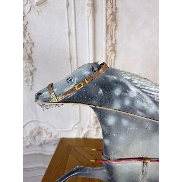 American Folk Art Painted Metal Horse & Sulky Weathervane For Sale - Image 4 of 13