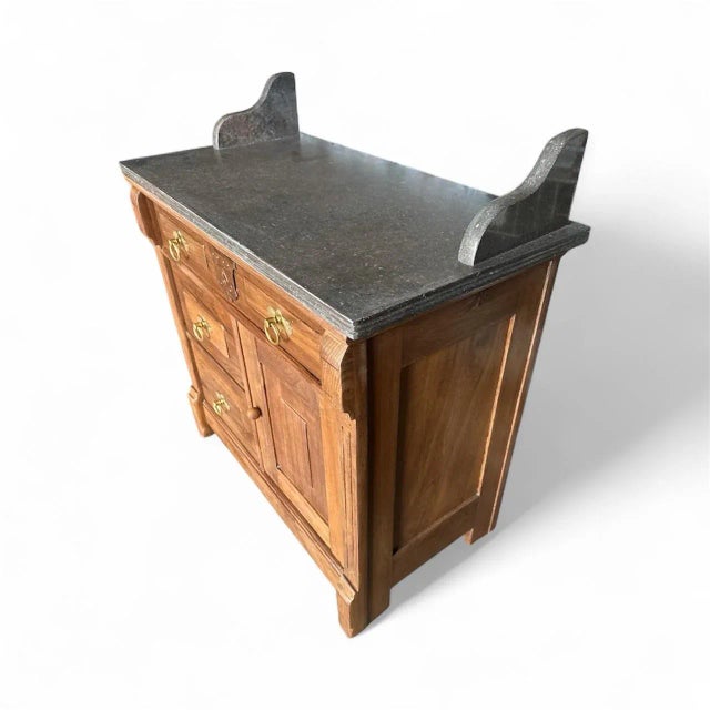 Antique Oak Marble-Top Washstand For Sale - Image 10 of 11