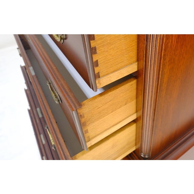 Kittinger Bracket Feet Solid Mahogany Brass Pull Federal Style 7 Drawer High Chest Dresser For Sale - Image 4 of 18