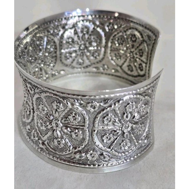 Sterling Silver Repoussé Cuff Bangle, Birmingham, 2009 For Sale - Image 6 of 18