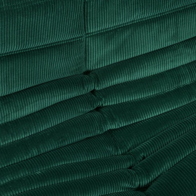Textile Togo Loveseat in Emerald Corduroy - Original Vintage Ligne Roset For Sale - Image 7 of 10