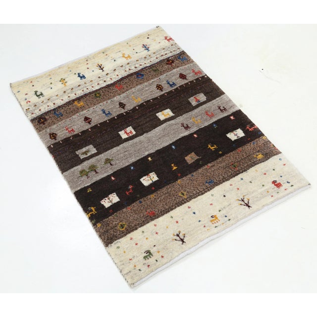 Modern Pasargad Fine Hand Knotted Persian Gabbeh Rug For Sale - Image 3 of 4