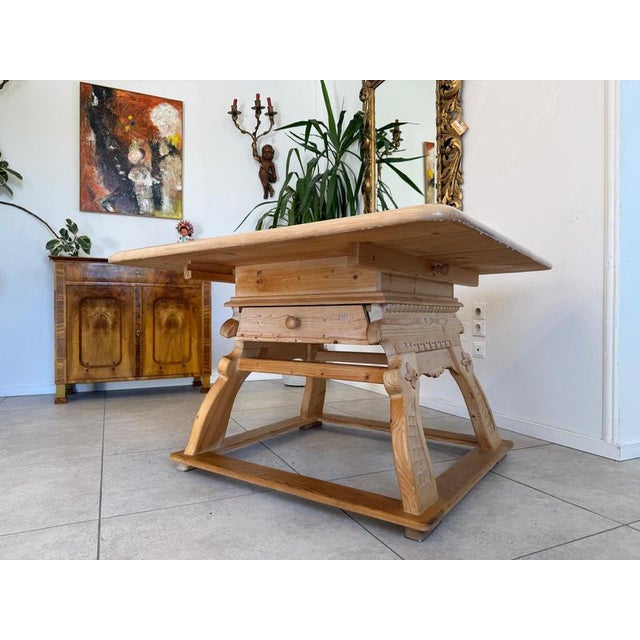 Antique Farmhouse Table, Dining Table, Made of Spruce Wood, Dimensions (Height x Width x Depth): 75 x 118 x 118 cm. For...