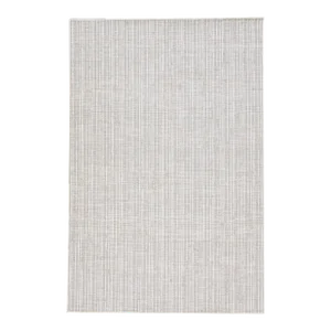 2010s Modern Texture Light Gray Hand Loomed Wool Rug With Strie Motif