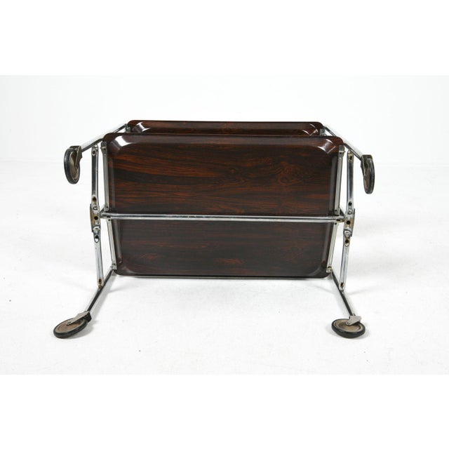 Mid-Century Modern French Chrome Folding Bar Cart For Sale - Image 3 of 11