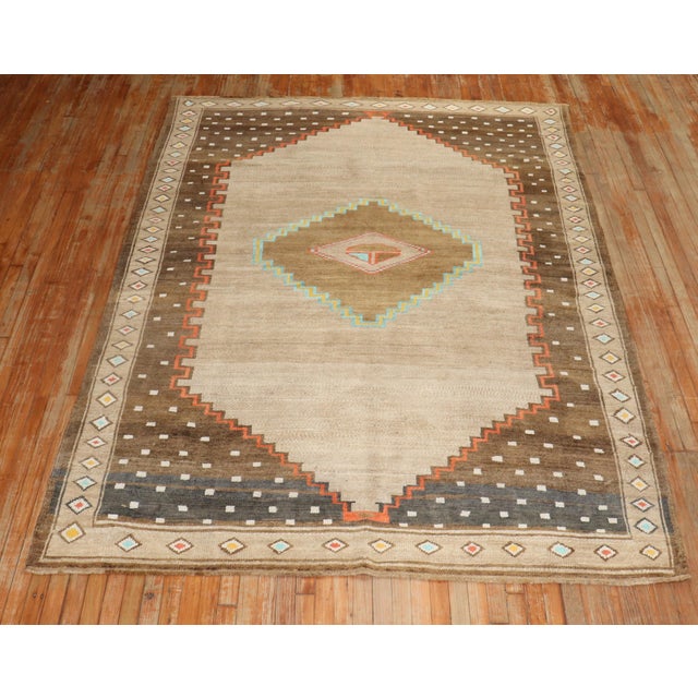 Asian Antique Zabihi Collection Geometric Vintage Turkish Room Size Rug - 6'10" x 9'4" For Sale - Image 3 of 9