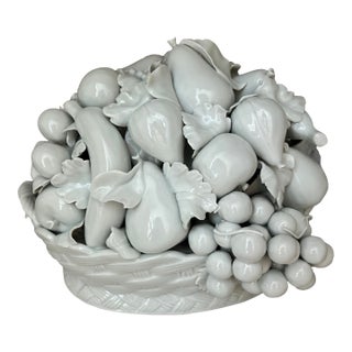 John Rosseli Antiques Italian Fine Blanc De Chine Porcelain Fruit Basket Centerpiece For Sale