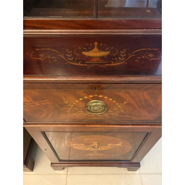 Antique Regency Mahogany Inlaid Astragal Glazed Library Bookcases, 1820, Set of 2 For Sale - Image 15 of 17
