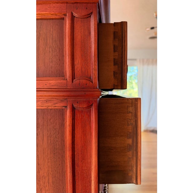 Henredon Walnut & Oak Mid-Century Tallboy Dresser – Refinishe For Sale In Detroit - Image 6 of 7