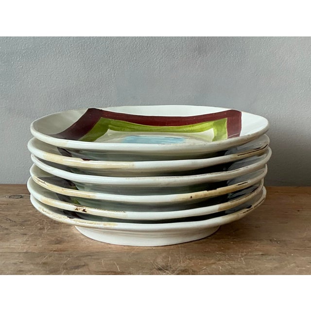 Vintage Boho Italian Vietri Glazed Ceramic Salad Plates - Set of 6 For Sale In West Palm - Image 6 of 8