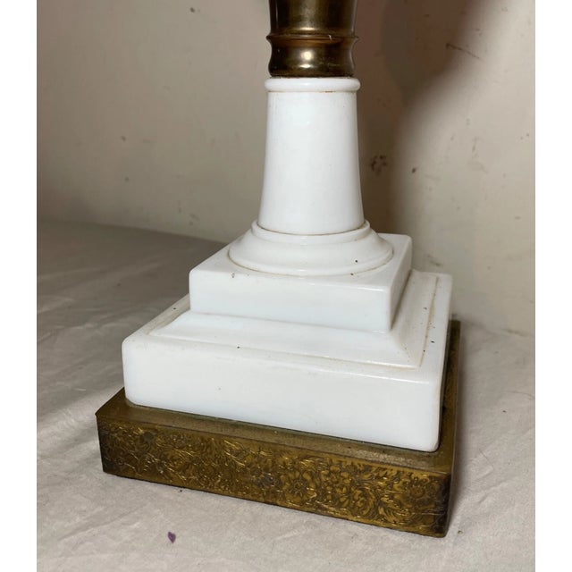 Antique Boston Sandwich Glass Cut to Clear Cranberry White Electrified Oil Lamp For Sale In New York - Image 6 of 15