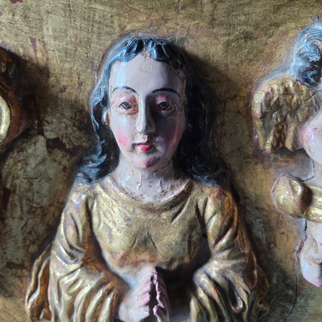 Early 19th Century 19th Century Spanish Colonial Retablo of the Virgin For Sale - Image 5 of 11