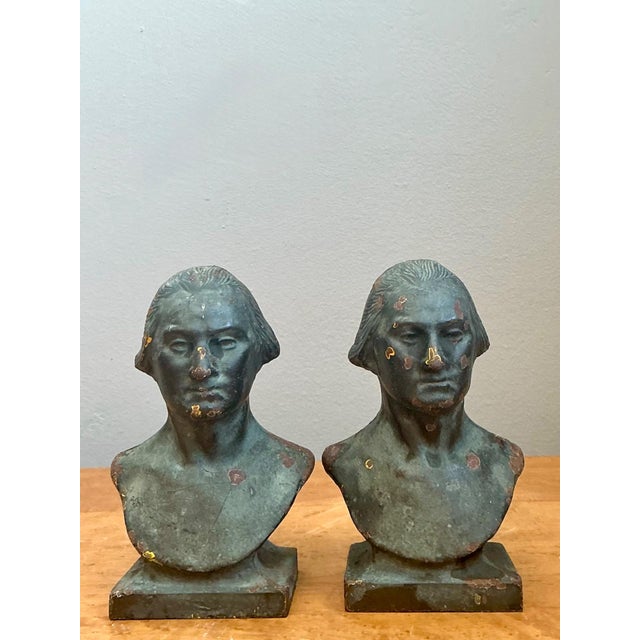 Vintage Patinated Busts of George Washington - A Pair For Sale - Image 4 of 18