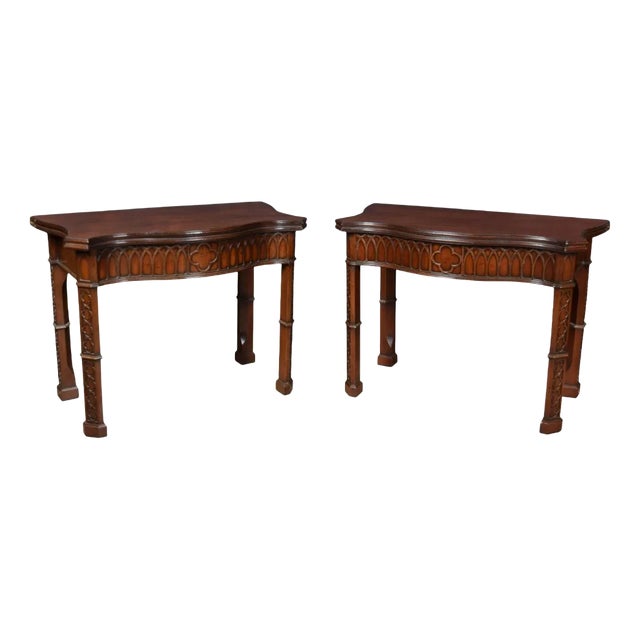 Mahogany Gothic Revival Card Tables, Set of 2 For Sale